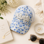 Blue Floral “Mama” Trucker Hat
