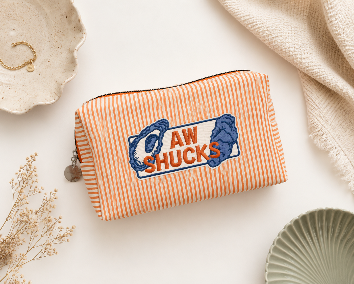 Aw Shucks Seersucker Makeup Pouch