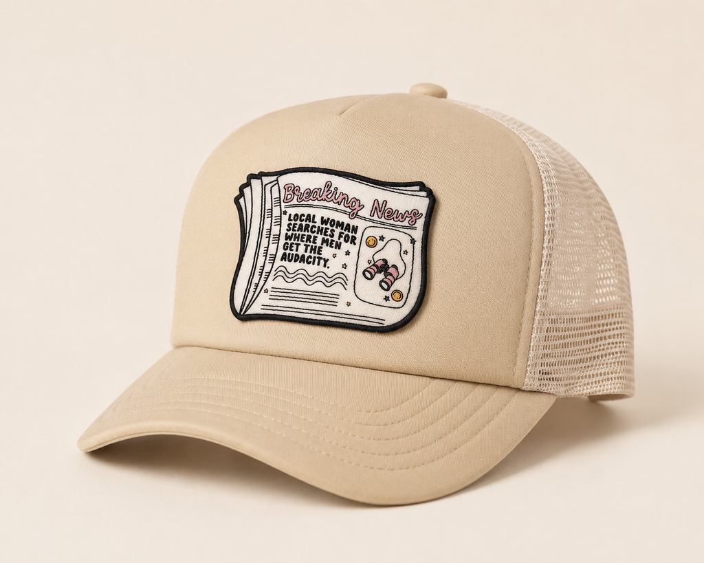 Breaking News Trucker Hat | Neutral Statement Patch Hat