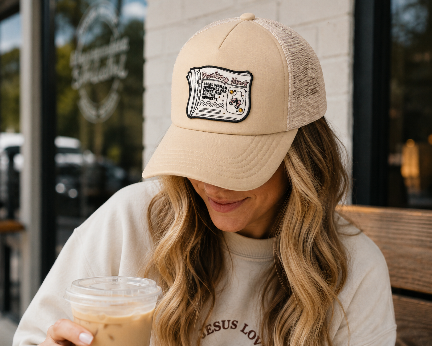 Breaking News Trucker Hat | Neutral Statement Patch Hat